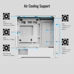 Caixa Micro-ATX Aerocool D301A ARGB Vidro Temperado Branco