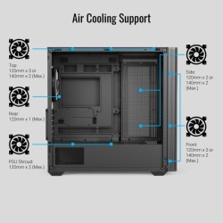 Caixa Micro-ATX Aerocool D301A ARGB Vidro Temperado Preto
