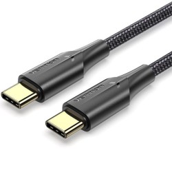 Cabo USB 2.0 Tipo-C a USB Tipo- C Vention / Até 60W/ 480Mbps / 0,50m com LED