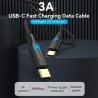 Cabo USB 2.0 Tipo-C a USB Tipo- C Vention / Até 60W/ 480Mbps / 0,50m com LED