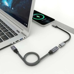 Cabo USB 3.2 GEN2x2 Aluminio 20Gbps 8K@30Hz 5A 100W - Tipo USB-C/Macho-USB-C/Femea - 0.5m