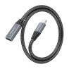 Cabo USB 3.2 GEN2x2 Aluminio 20Gbps 8K@30Hz 5A 100W - Tipo USB-C/Macho-USB-C/Femea - 0.5m