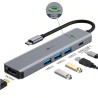 Adaptador 5 em 1 USB-C a 1xHDMI, 3xUSB-A 3.0, 1xPD 100W+USB-C