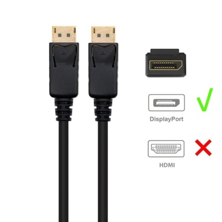 Cabo DisplayPort v1.4, 4k @ 240Hz, A/A 2.0m