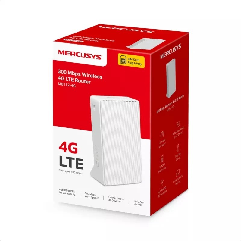 Router Mercusys MB112-4G N300 Single-Band WiFi 4 4G LTE Router Mercusys MB112-4G N300 Single-Band WiFi 4 4G LTE
