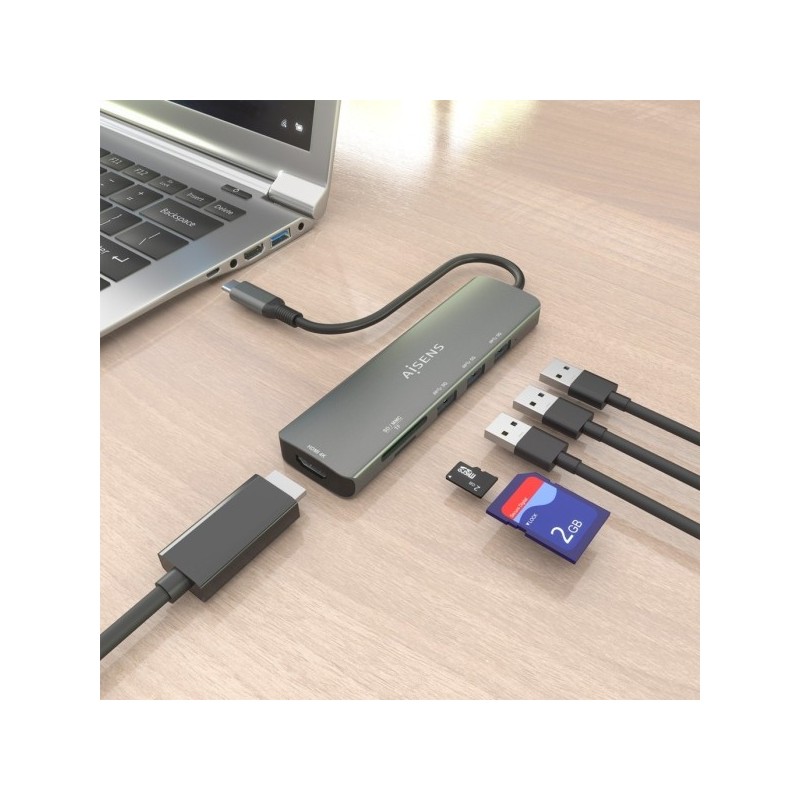 Docking Station USB-C Aisens 6 em 1 1xHDMI - 3xUSB-A - 1xSD - 1xMicroSD - 15cm Docking Station USB-C Aisens 6 em 1 1xHDMI - 3xUSB-A - 1xSD - 1xMicroSD - 15cm