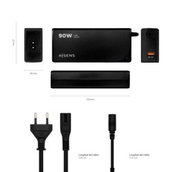 Carregador Aisens 90W Automatico Universal com 12 Conectores + USB-A QC.3.0