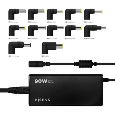 Carregador Aisens 90W Automatico Universal com 12 Conectores + USB-A QC.3.0