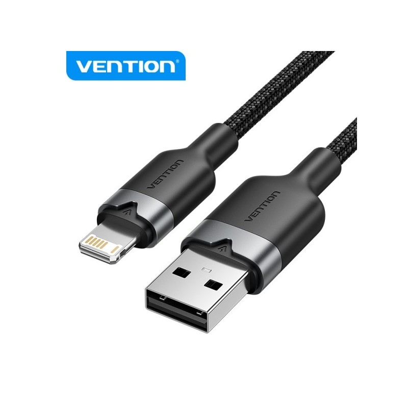 Cabo Lightning a USB 2.0. Vention Aluminio e Algodão entrançado - 480Mbps - 2.4A - 2m