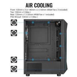 Caixa ATX Aerocool Falcon ARGB Vidro Temperado Preto