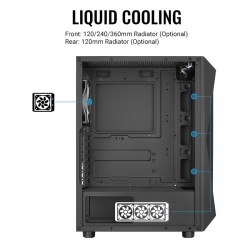 Caixa ATX Aerocool Falcon ARGB Vidro Temperado Preto